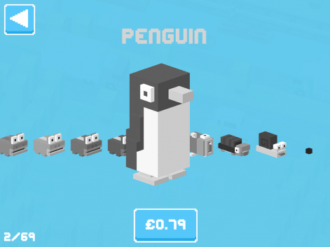 Crossy Road sells virtual avatars as in-app purchases