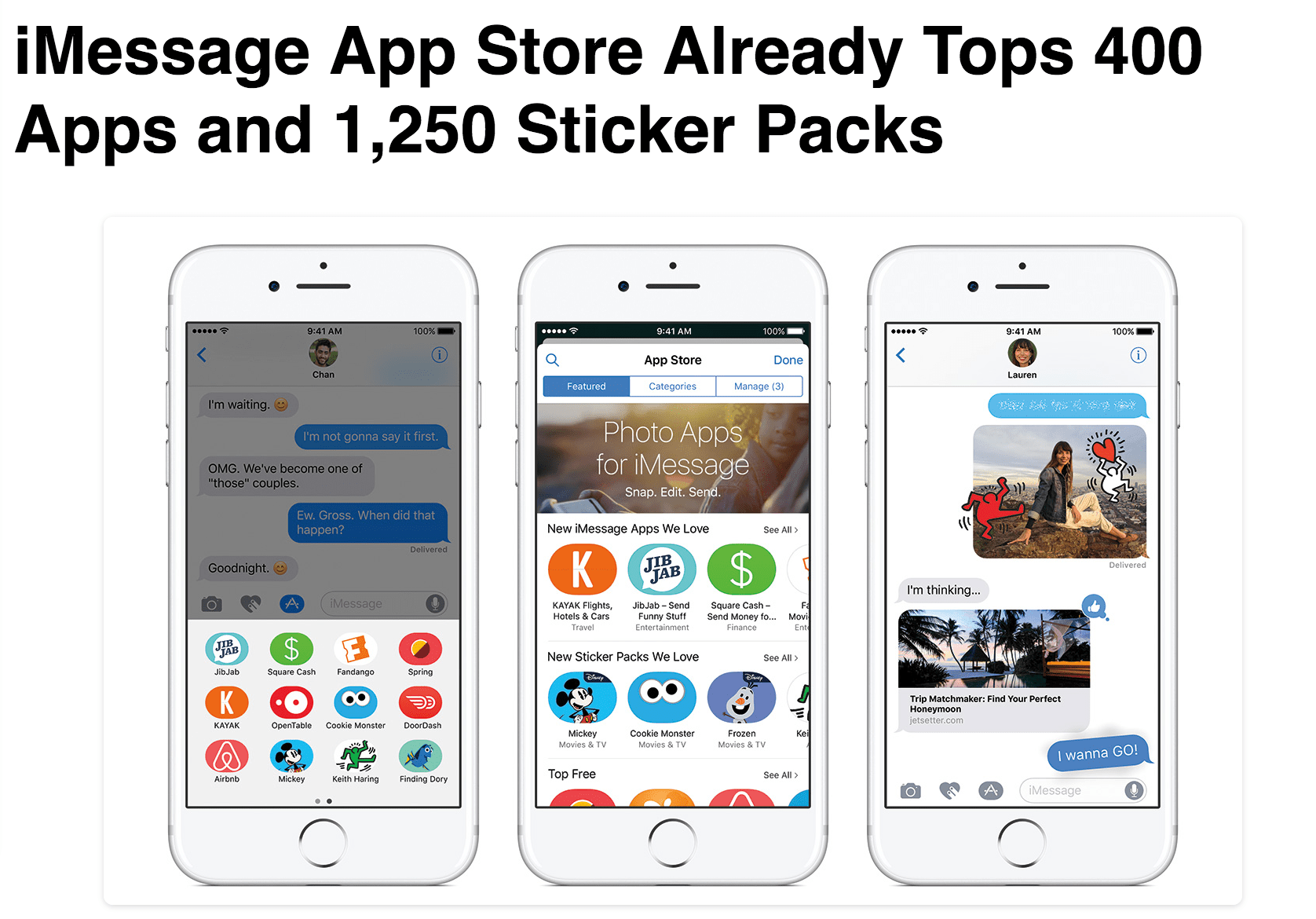 imessage app store already tops 400 apps and 1250 sticker packs
