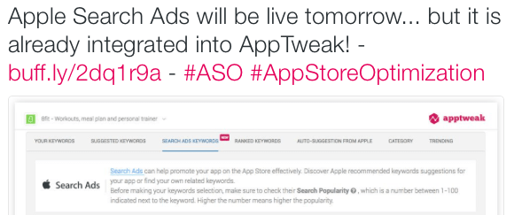 apple search ads integrated into apptweak