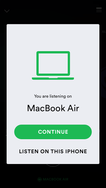 cross-device continuity in Spotify App