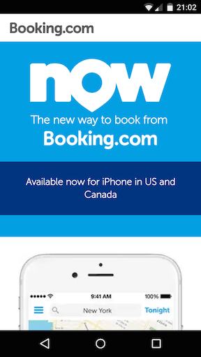 booking.com 'now' app on android