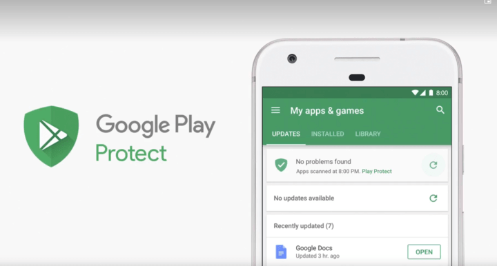 The Google Play Protect feature scans apps for problems -min