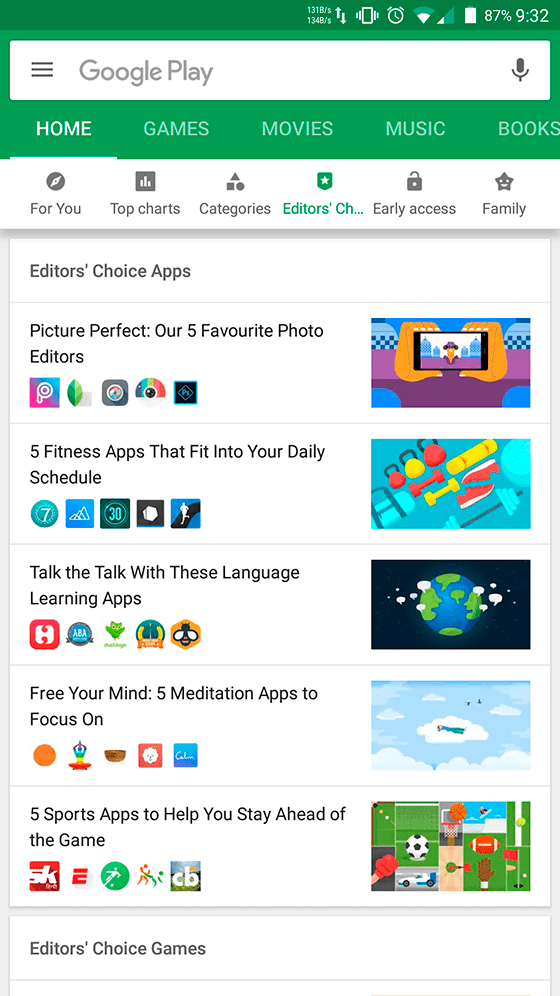New Google Play Editor’s Choice layout -min