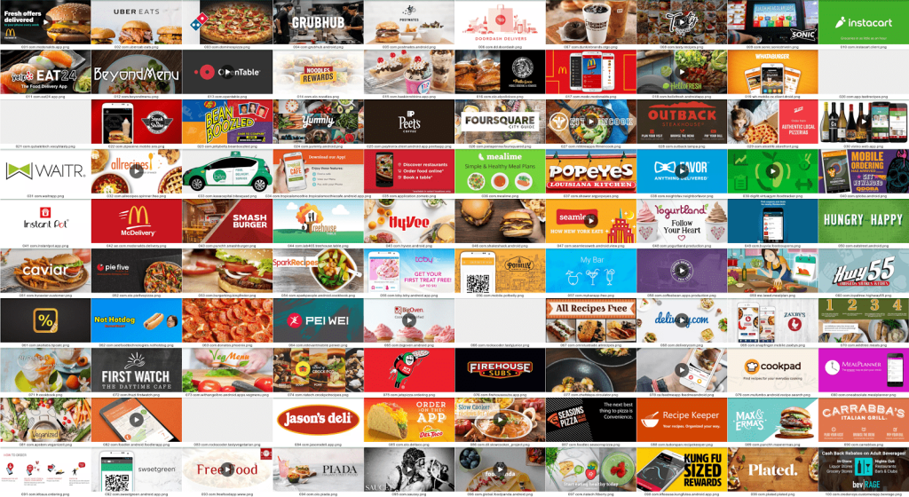 Feature graphics in the food category contain a lot of photography