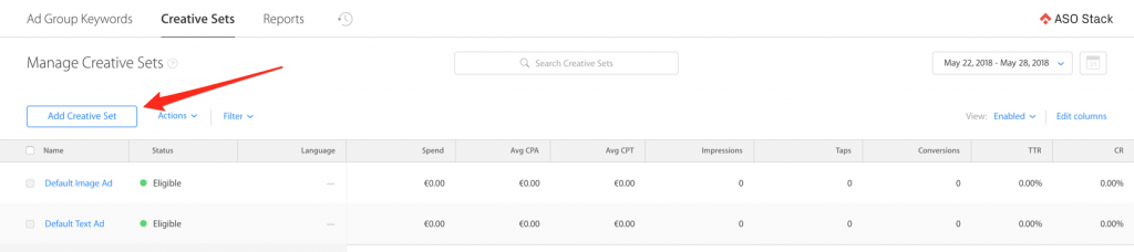 Adding Creative Sets on Search Ads
