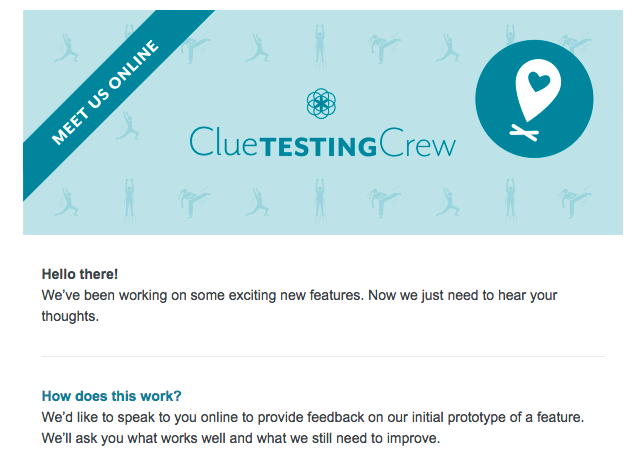 Sample email sent out to Clue users for user testing recruitment 