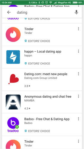 results of dating search on google play