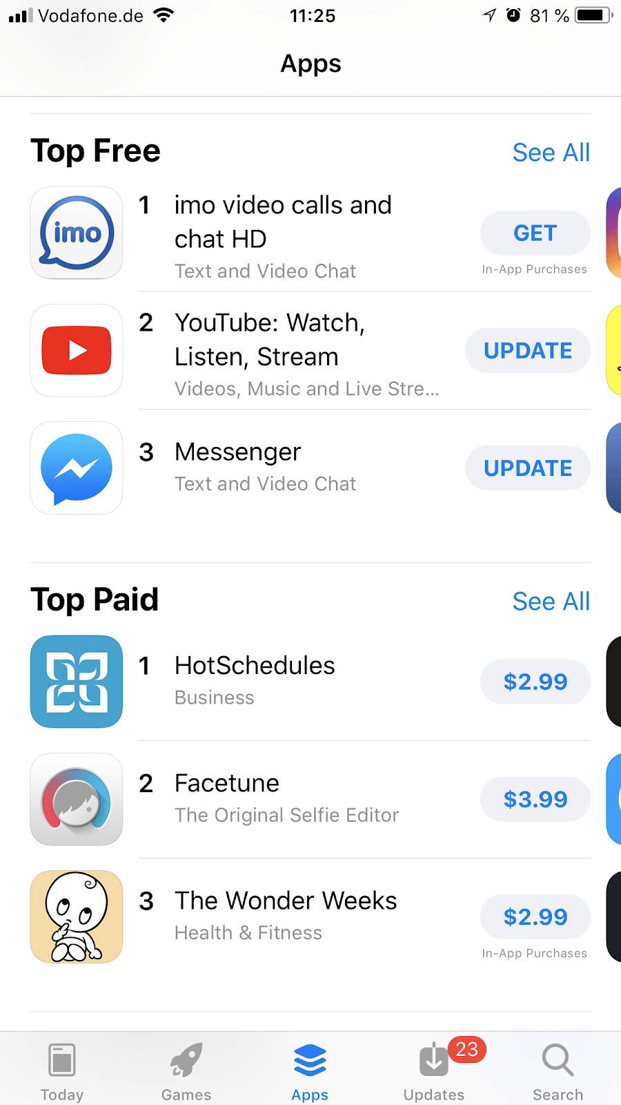 App Store’s Top Free and Top Paid sections now feature more apps on iOS 12