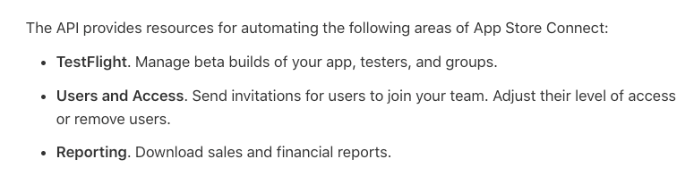Areas that can be automated with App Store Connect API