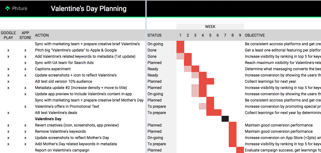 planning your seasonal aso marketing with a dedicated spreadsheet 