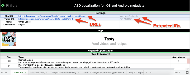 ASO localization for iOS and Android metadata
