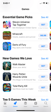 game picks on apple app store
