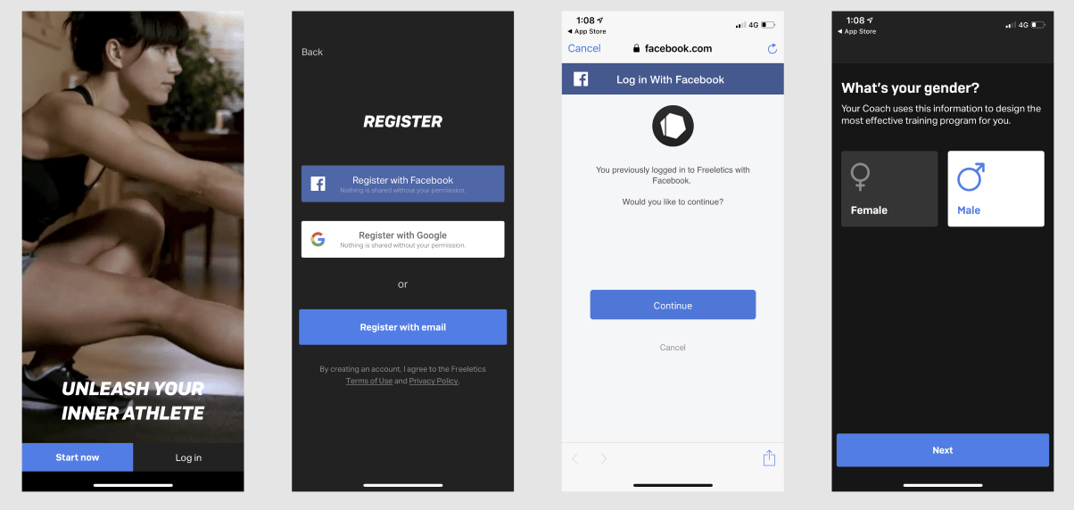 Freeletics onboarding can be tracked with App Screens to detect drop-offs