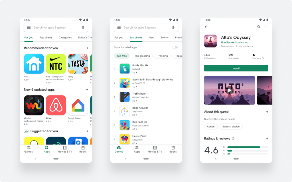 play store's new design