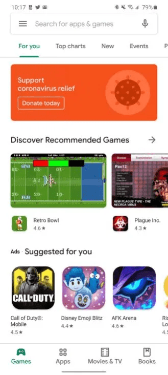 google play store for you page