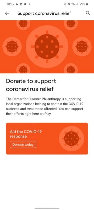 support coronavirus relief google play store