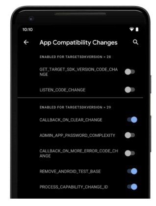 App compatibility toggles in Developer option