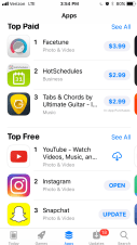 Screenshot showing the top chart UI in the featured apps tab 