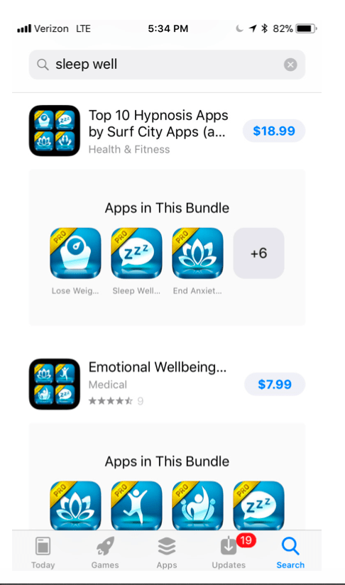 Screenshot: bundle of paid apps in the App Store from developer Surf City 