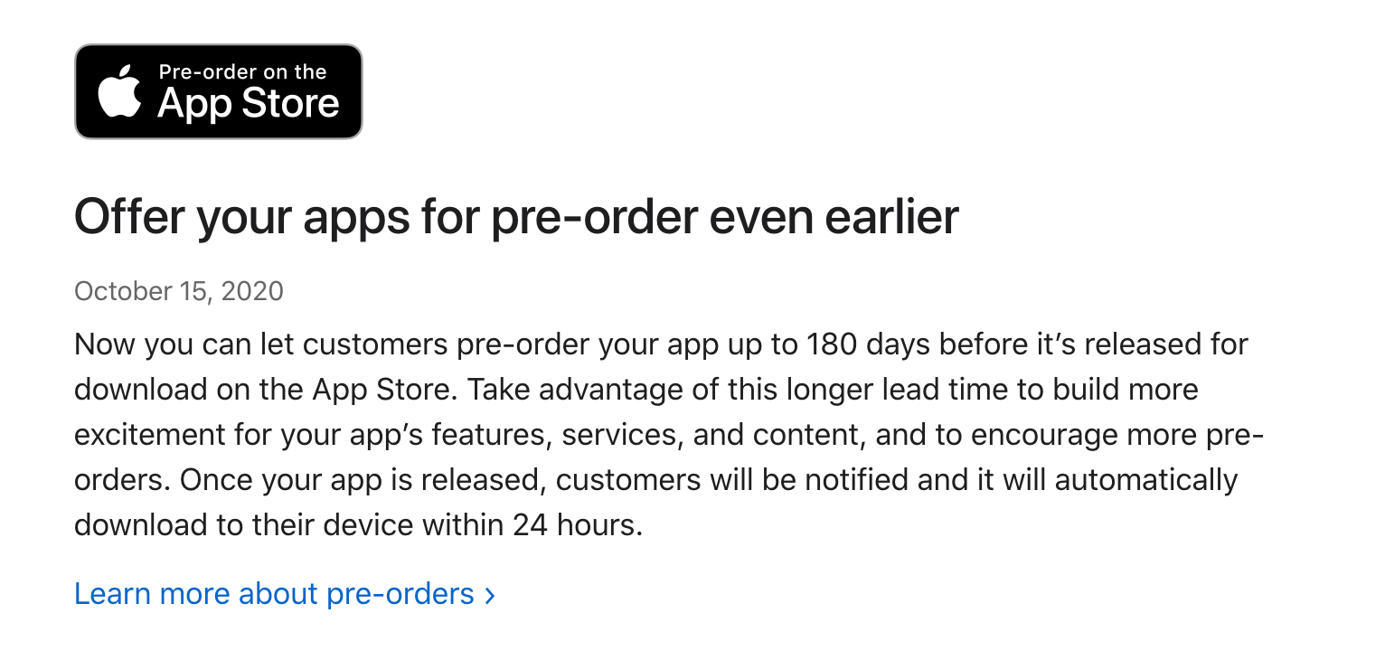 pre-order on the app store