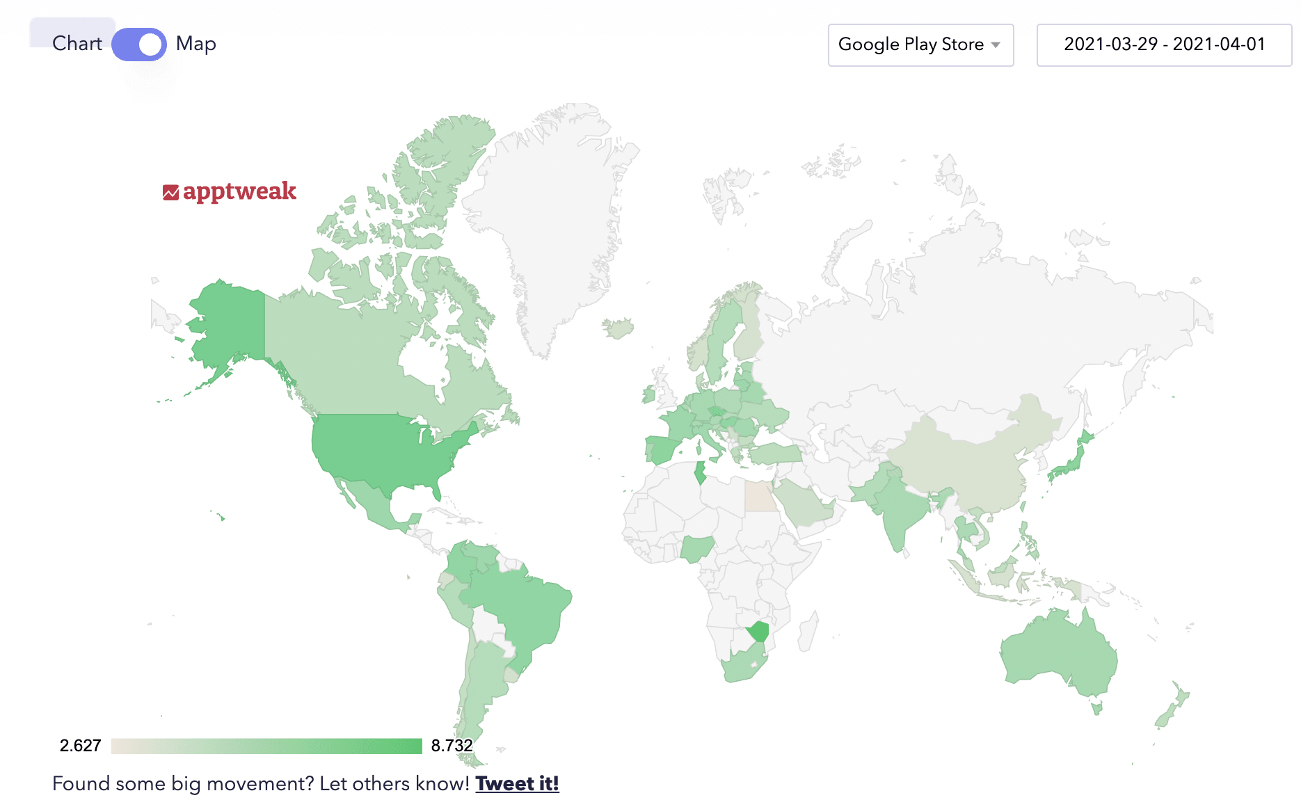 AppTweak World Map