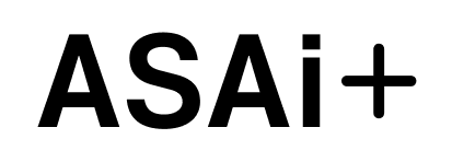 ASAi+ logo white background black letters