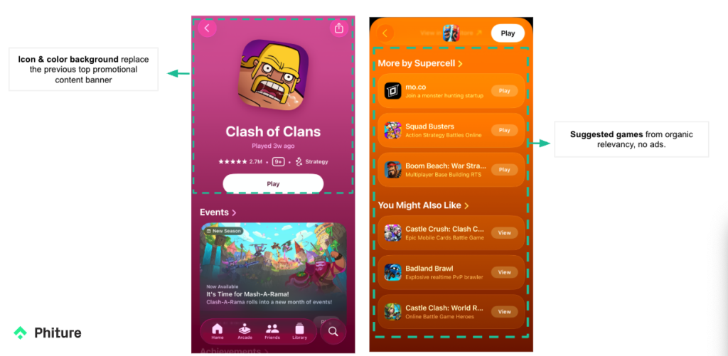 Apple Games: header visuals & background color example