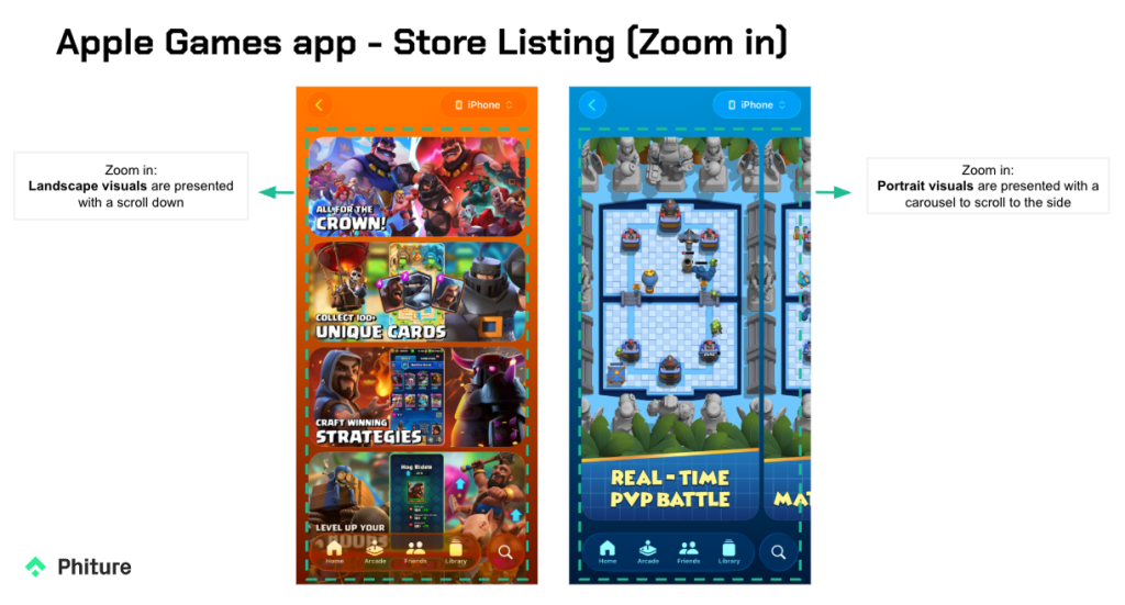 Apple Games: zoom & media behavior
