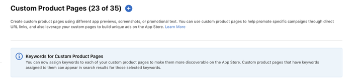 Keywords Custom Product Pages